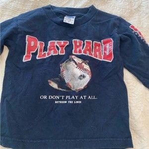Vintage 90s size Small Play Hard Baseball Graphic Long Sleeve Tee
